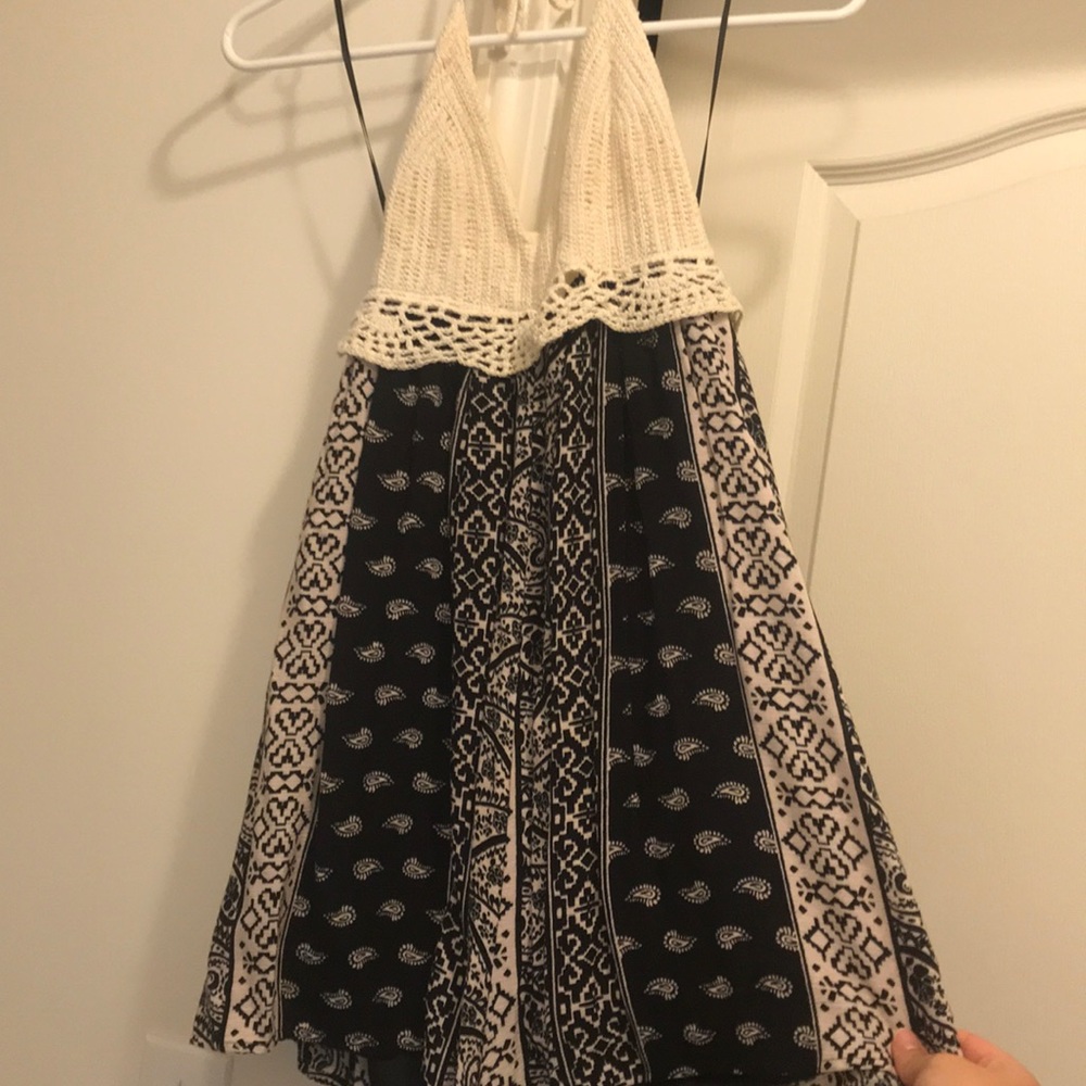 Crochet top open back romper